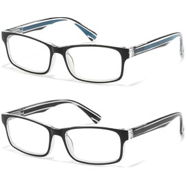 RaoOG Reading Glasses Men Blue Light Blocking - 2 Pack Blue Screen Readers Lightweight Eyeglasses Choose Your Magnification +2.50