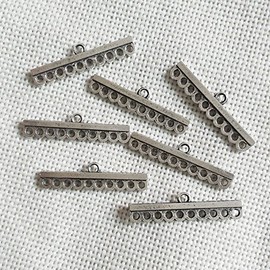 20pcs Collar Conector Joyería Accesorios Cuerda Pulsera de Cadena Hebilla Colgante Bails Borla Lámpara de araña arete Cadenas Etiquetas Colgantes (15 mm 3 agujero oro), Gris (Antique Silver), 30 mm 10 hole, 1