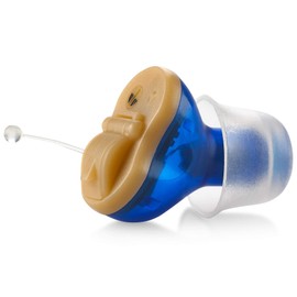 Premium Digital Hearing Amplifier - Invisible in Canal (CIC) In-Ear Mini Sound Enhancer, Near-Invisible, Noise Cancelling, Personal Sound Hearing Amplifier - Left Ear, Blue