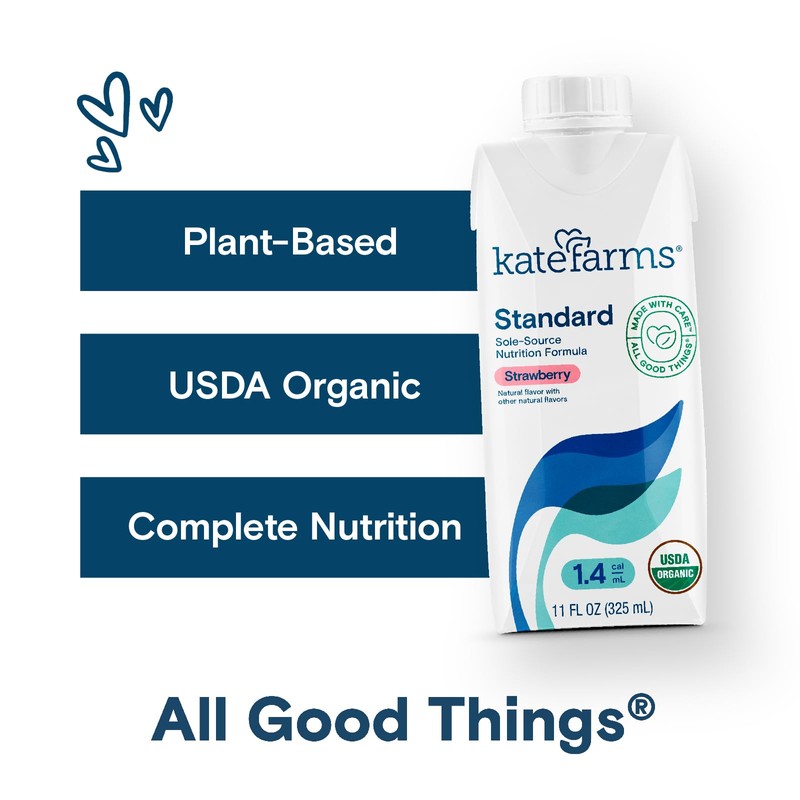 KATE FARMS Organic 1.4 High Calorie Nutrition Shake, Strawberry, 20g