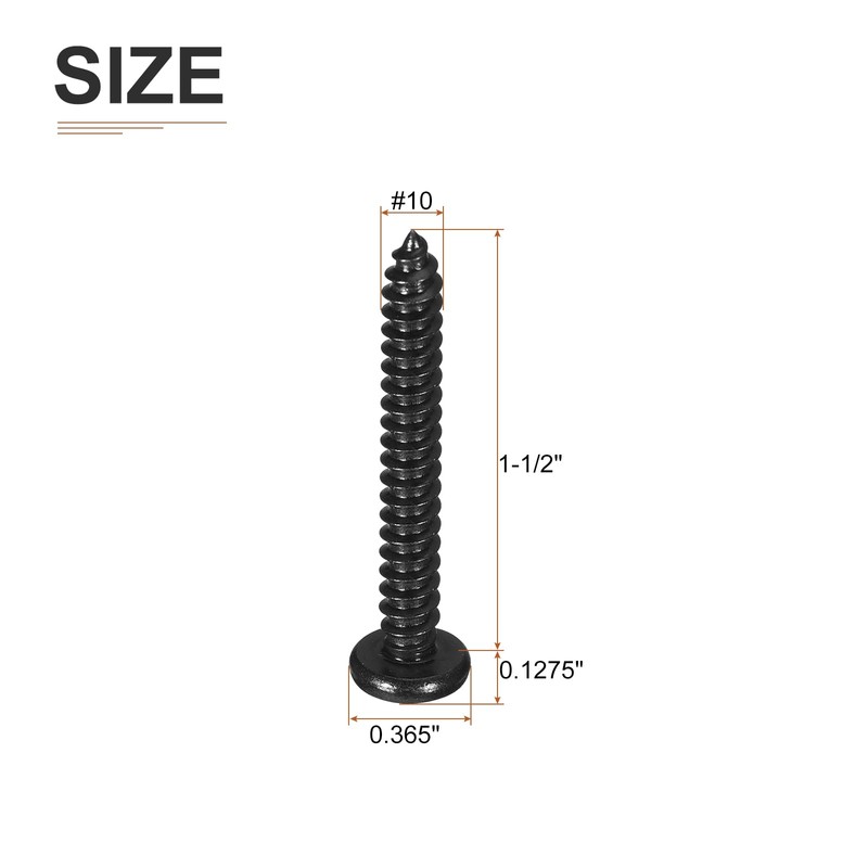 DTGN #10x1-1/2 Black Screws - 25Pack - 304 Stainless Steel
