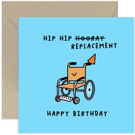 Old English Co. Birthday Cards for Dad - Hilarious Birthday Card for Men and Women - Hip Hip Replacement Joke Rude Birthday Card for Dad, Grandad, Stepdad, Mum | Blank Inside