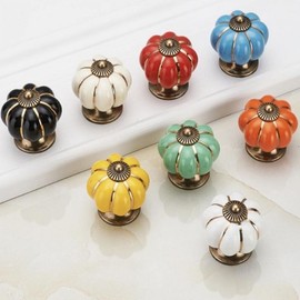 Ceramic Pumpkin Cabinet & Drawer Knob Furniture Red GD06218 100ea