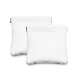 Oirlv 2PCS White Jewellery Pouch Jewellery Organiser PU Leather Organiser for Coins Brooches Badges Keys