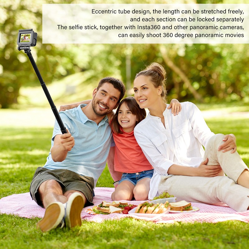 PULUZ Extended Invisible Selfie Stick with Screw Rod Adapter for