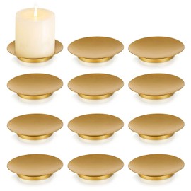 Romadedi Portavelas de Hierro, Portavelas de Oro para Pilar, Juego de 12 Pequeños Portavelas de Metal para Decoración de Mesa de Café, Boda, Fiesta, Decoración del Hogar