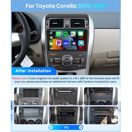 4+64G Android 13 Car Stereo for Toyota Corolla 2009-2013 with Wireless Carplay&Android Auto, 9 Inch IPS Touchscreen Corolla Radio Support Bluetooth/GPS/WiFi/FM Radio/DSP/Mirror Link/SWC/Backup Camera