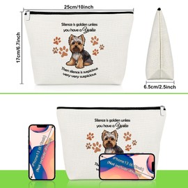 Gevody Yorkie Gifts for Women Makeup Bag Dog Mom Gifts for Yorkie Owner Dog Animal Lovers Yorkshire Terrier Cosmetic Bag Mothers Day Christmas Birthday Presents Travel Zipper Pouch Pet Lover Present