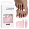 Virellay Pack of 32 Stick-On Toenails (Pink French Short, 32