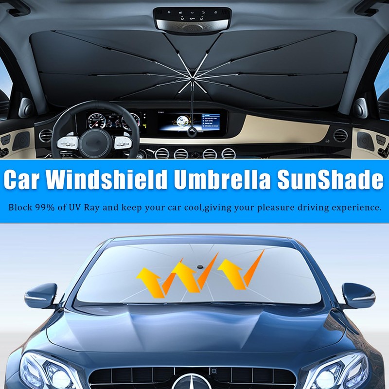 FUTLU 2024 Upgrade Car Umbrella Sunshade with Pull Rope,Windshield Sun
