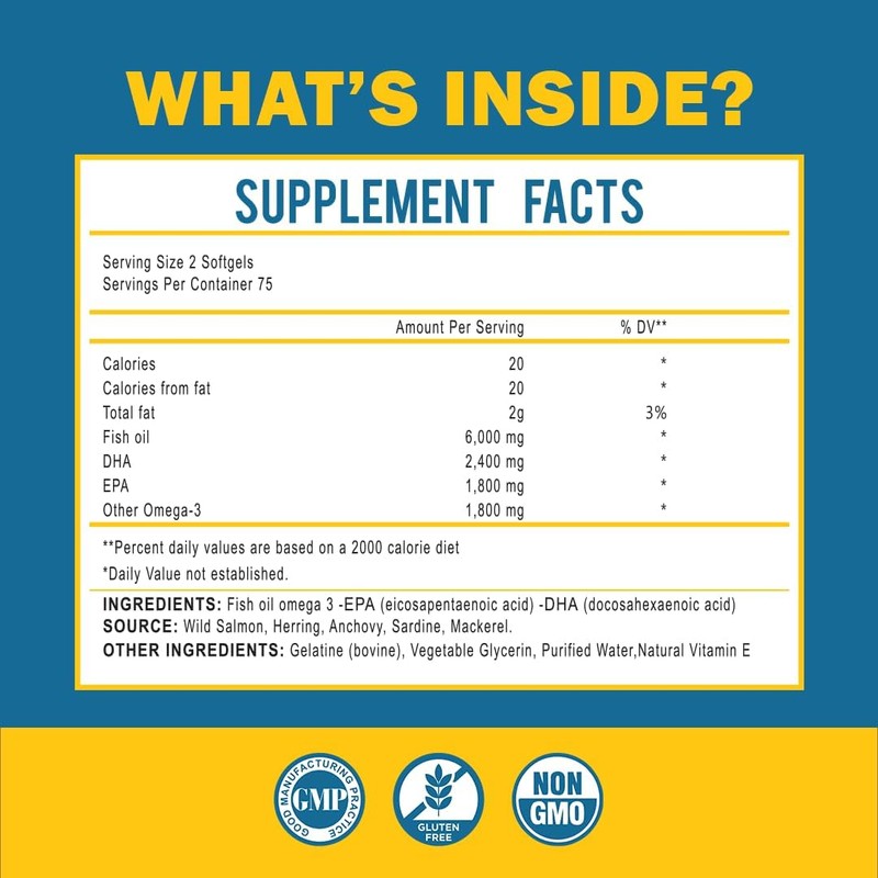Omega 3 Fish Oil with Maximum EPA DHA - Supports