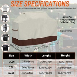 Grill Cover, 52 inch BBQ Gas Grill Cover for Outdoor Grill, Waterproof, Anti-UV, Rip-Proof, Fade Resistant Material, Barbecue Cover with Hook-and-Loop Straps