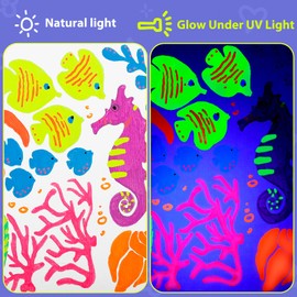 AKARUED Fluorescent Neon Paint Markers: 8 Colors UV Marker, Waterproof Permanent Blacklight Oil-Based Paint Pens with Medium Tip for Rock, Wood, Canvas, Metal, Ceramic, Scrapbooking and DIY Art Crafts