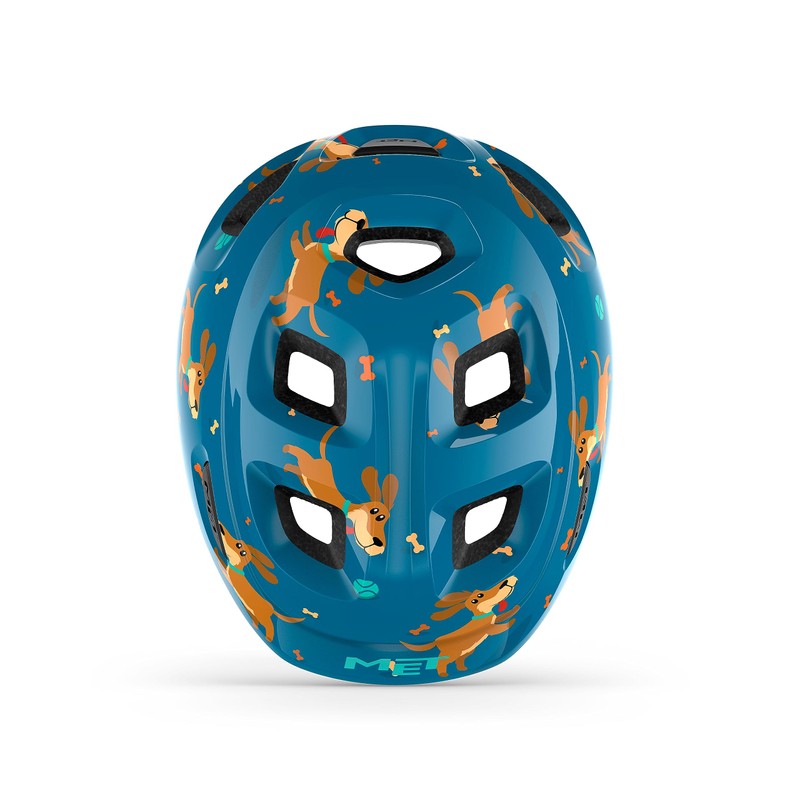 MET Hooray Kids Cycling Helmet, Glossy Blue Teckel, Size 52-55cm