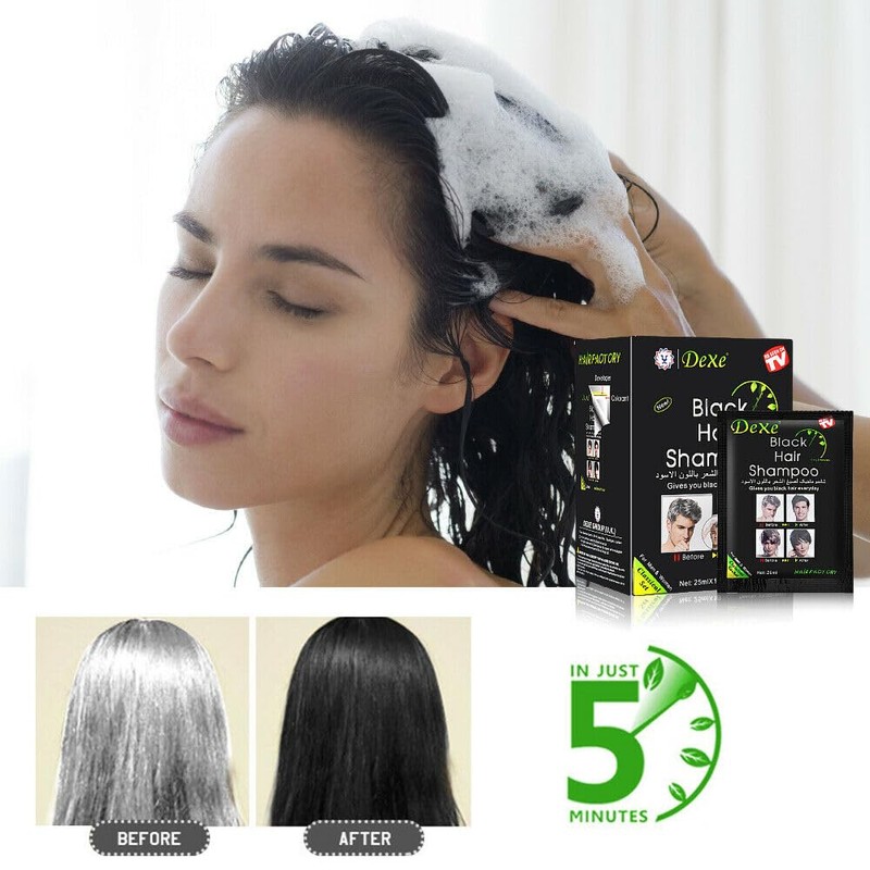 Black Hair Shampoo Instant Black Natural Ingredients Hair Dye Shampoo