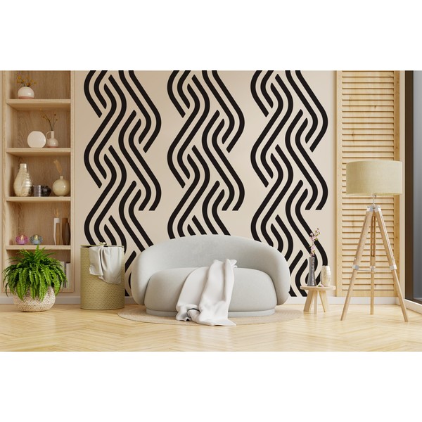 Mid Century Modern Diagonal Waves Wall Decal | Custom Colors