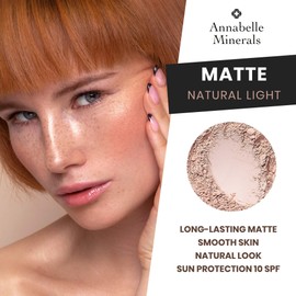Annabelle Minerals - Matte Mineral Foundation with SPF - Natural Ingredients - Matte - Smooth Skin & Natural - Sun Protection SPF10 - For All Skin Types - Vegan - Natural Light - 10g