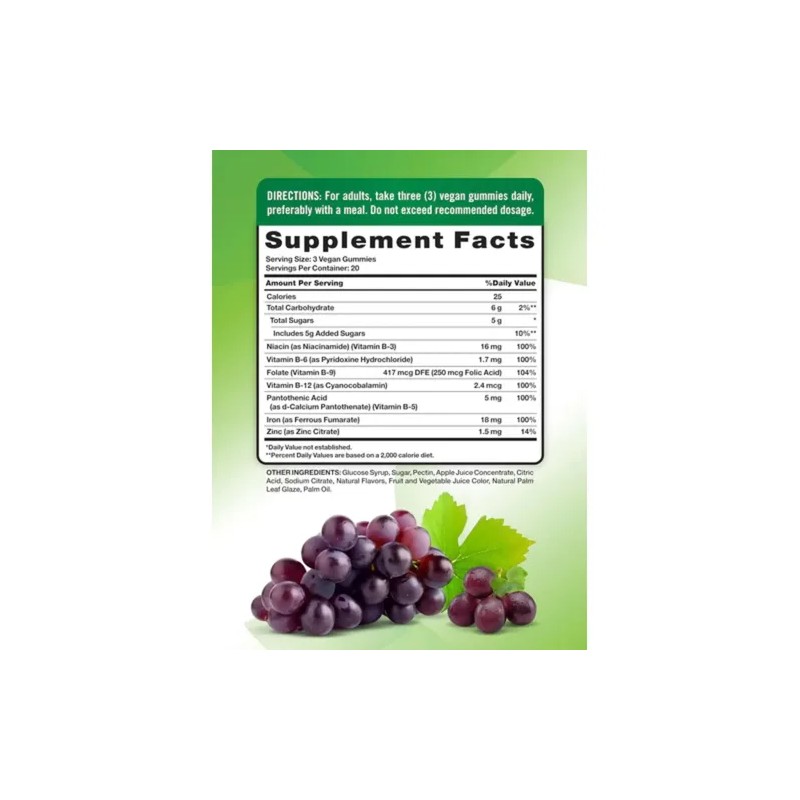 Nature Truth Gomitas Hierro Vitaminas Zinc Unidades Vegano