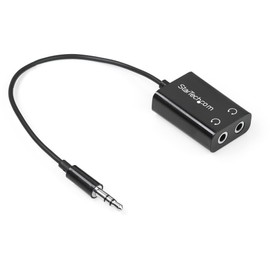 StarTech Slim Mini Jack Headphone Splitter Cable Adapter - Black