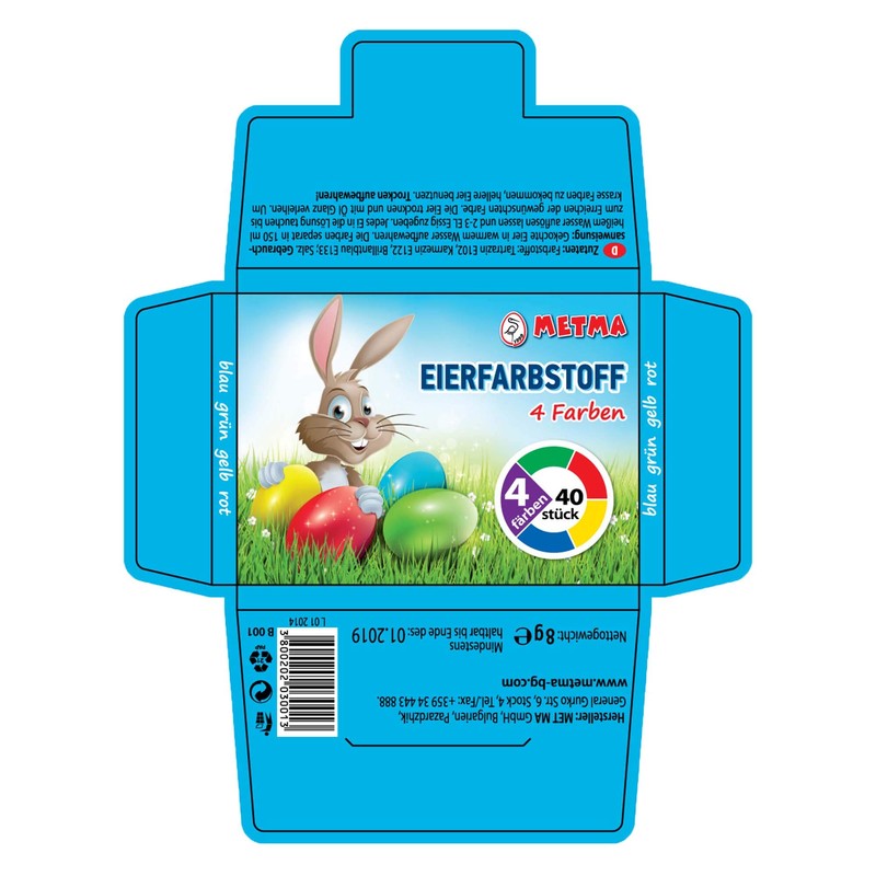 Metma B004, Pack of 4, Green, Red, Yellow, Blue, Warm,