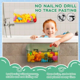 Bath Toy Storage Holder for Bathtub 1pcs, Large Capacity Clear Bath Toy Holder,Staple Free Sticky Bath Toy Organizer,Suitable for Bathroom Toy Organisation and Storage