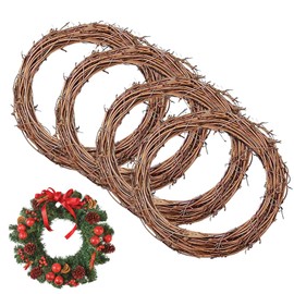 4pcs Natural Grapevine Wreaths 25cm, Vine Rattan Wreath, Decor Vine Branch Wreath for DIY Crafts Garden Home Front Door Wall Decor Wedding Party Decorations