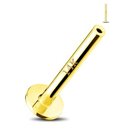 Jewseen 14K Gold Threadless Post Push in Labret,Nose Ring,Cartilage Stud,Lip Piercing Flat Back Stud Helix Stud Conch Stud Cartilage Stud 16g 18g 6mm 8mm Threadless Replacement-Post Only