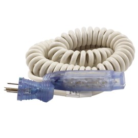 AC WORKS [29441-AS] Medical Grade Power Strip Coiled Cord with Bar Tri-outlet