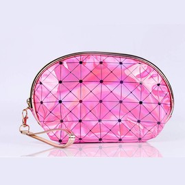 Magik Holographic Portable Travel Cosmetic Makeup Bag PU Handy Toiletry Waterproof (8.66 x 5.7 x 5.95 in, Pink)
