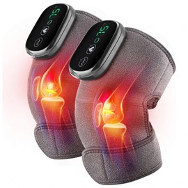 HEAXIY Cordless Knee Massager with Heat and Vibration, 3 in 1 Heating Pads for Knee Shoulder Elbow Stress Relief Deep Tissue (2 Pcs)