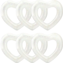 6 Pack Large Glitter Heart Pool Float 43 Inch Heart Shaped Pool Float Swimming Pool Floats Inflatable Swim Rings Inflatable Swimming Tube Ring for Adults Summer Beach Party