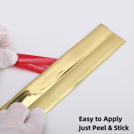 Trimold Multifunctional Wall Molding Trim & Corner Guards & Caulk Strip, Apply in Table Edge Door Frame Baseboard for Protection and Decoration, Shiny Gold, 16.4ft x 0.8in