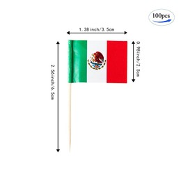 Mexico Flag Mexican Flag, Small Mini Mexico Toothpick Flags for Food, Cupcakes, Cocktails, Appetizers, Bar Party Decorations