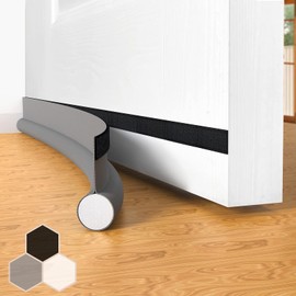 Door Draught Excluder Door Draft Stopper Bottom One Sided Door Draft Blockers，37" Cutable Under Door Draft Blocker Insulator Door Sweep Weather Stripping Soundproof for Interior／Exterior Doors,Gray