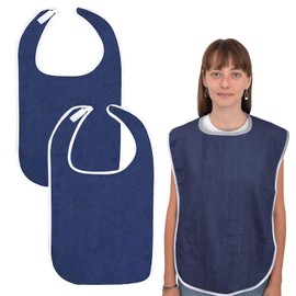 Rienan Pack of 2 Adult Bibs, Adjustable Bibs for Adults, Reusable Drool Bib for Adults, Elegant Temperament (Navy Blue), blue