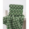 Jacquotha Soft Hand Towels 4 Pack, Green Checkered Face Towel