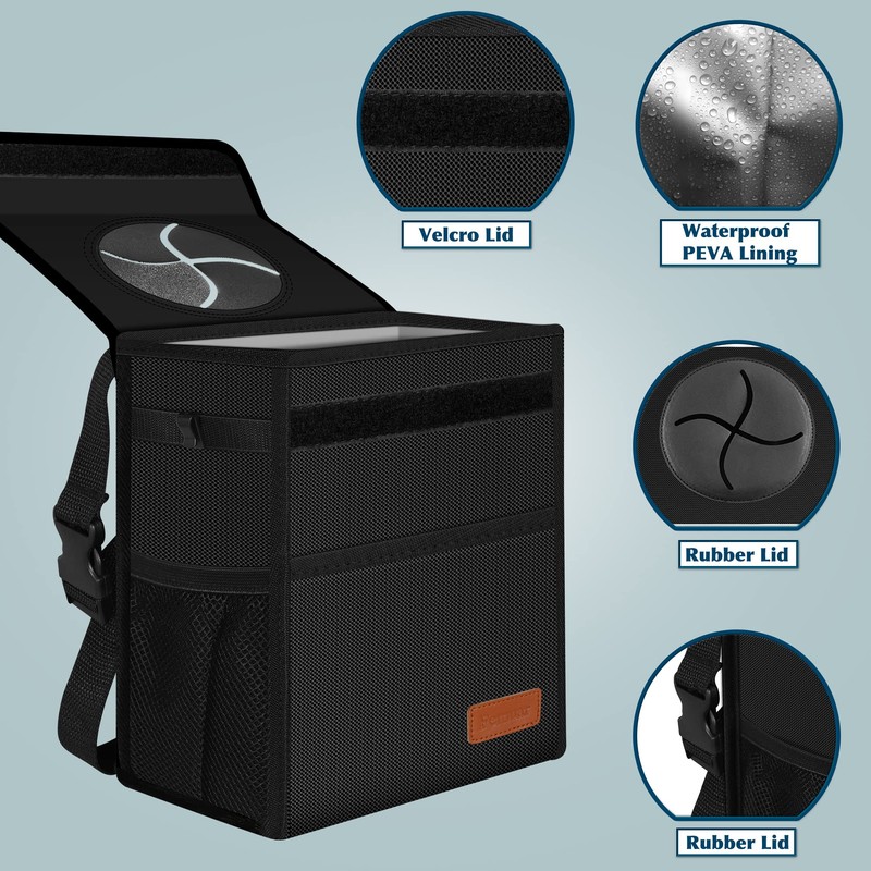 Femuar Leak Proof Car Trash Can with Lid - Waterproof