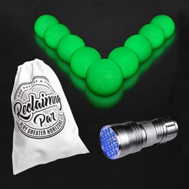 Reclaiming Par Glow in The Dark Golf Balls, Practice Golf Balls for Backyard,Accessories for Men, Pack of 9Pcs Night Light Non-Float Golf Balls, UV Flashlight and White Drawstring Bag