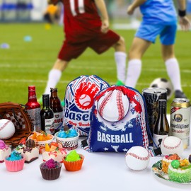 24 Bolsas de Regalo de Béisbol Bolsas de Recuerdo de Fiesta de Béisbol Mochilas con Cordón con Tema de Béisbol Bolsas de Dulce de Béisbol para Deportes Equipo Merienda Fiestas de Béisbol