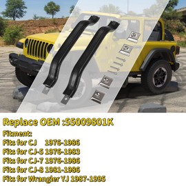 Car Door Handle Interior Kit 55009801K Interior Door Handle Pull Strap Front Black Trim Driver and Passenger Side 2Pcs Compatible with Jeep Wrangler YJ 1987-1995