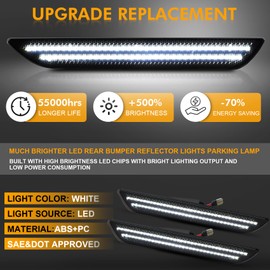 LED Side Marker Lights for Ford Mustang 2015-2023, Smoked Lens White Fender Reflector Lamps, Rear Car LED Lights for Exterior Styling, 2PCS