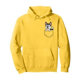 Cute Husky Puppy Pocket Pal Funny Husky Dog Lover Art Pullover Hoodie
