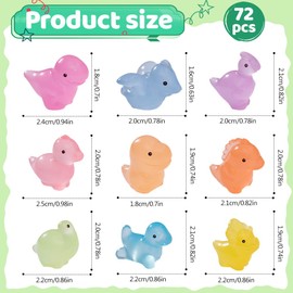 AffeGifts 72 Pieces Mini Resin Figures, Glow in the Dark Dinosaur Tiny Animal Figures for Garden Landscape Decorations Children Gifts Dino Party Favour