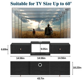 Katrawu 43" Floating TV Stand, Wood Entertainment Center with Big Storage