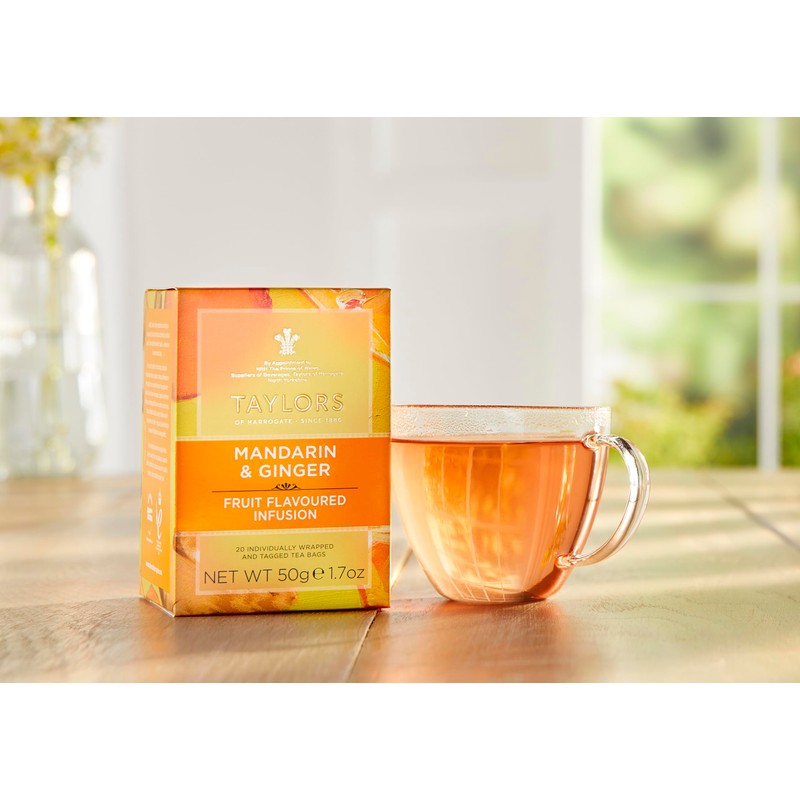 Taylors of Harrogate Mandarin & Ginger, Herbal Tea, Individually Wrapped
