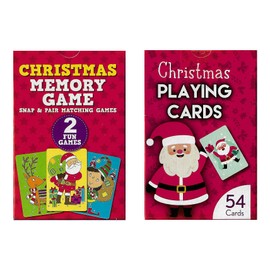 WF Graham Christmas Playing Cards and Memory Game 2-in-1 Bundle - Playing Cards and Snap & Pair Matching Memory Game - Christmas Stocking Fillers Kids, Party Bag Fillers for Kids