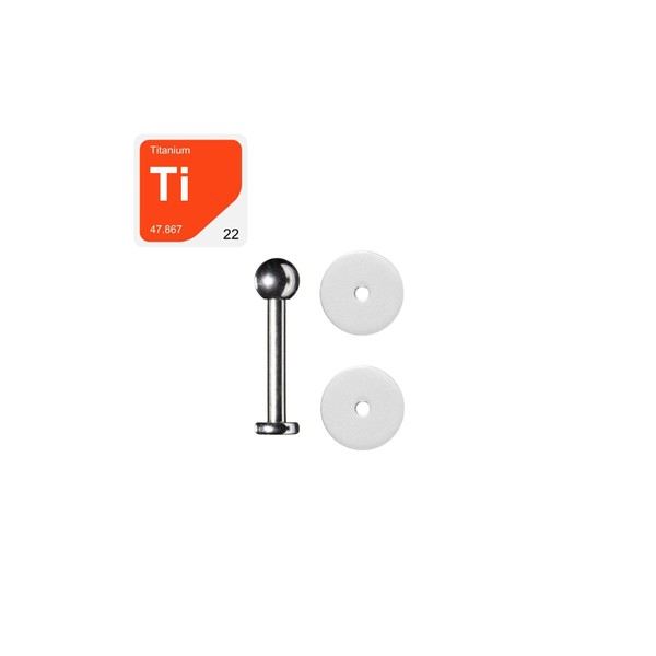 EZ Piercing 1.2 mm Titanium Labret Anti Game Disc Set