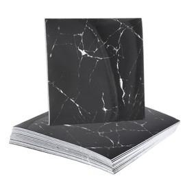 HARFINGTON 15pcs Peel and Stick Marble Tiles, Waterproof Wall Panel Backsplash, 12"x12" PVC Peel and Stick Shower Tiles for Bathroom, Kitchen, Living, Black and White Root Design