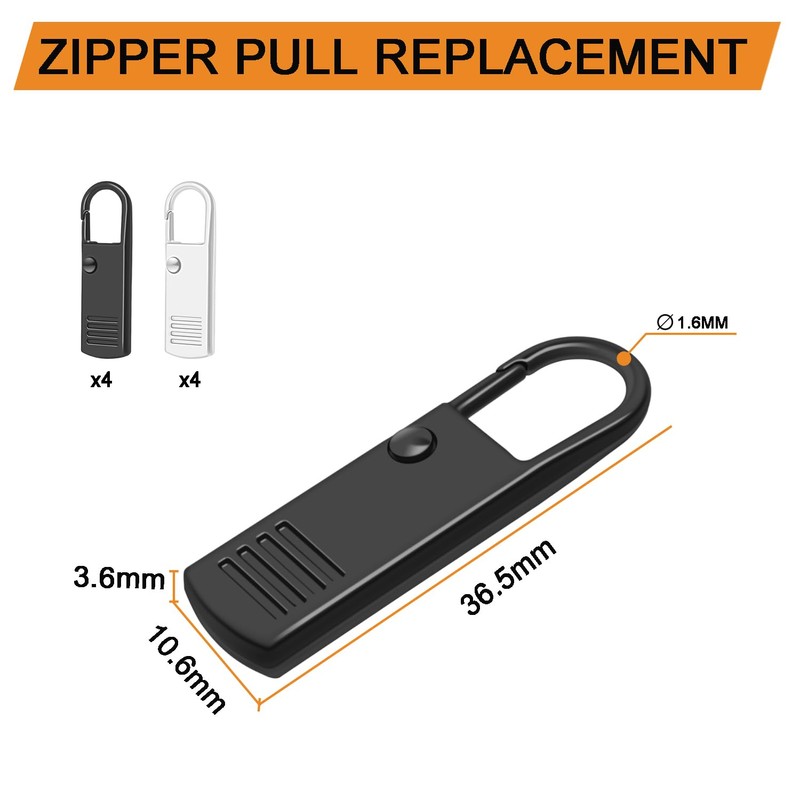 CooBigo 8 Pack Metal Zipper Pulls, Detachable Zipper Slider Replacement