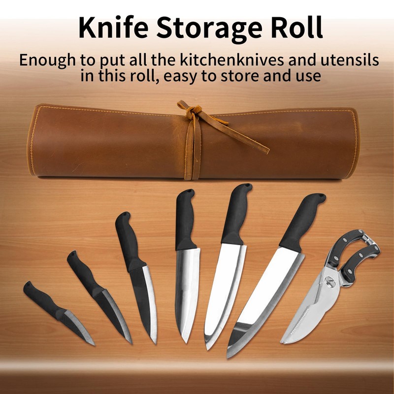 Genuine Leather Knife Roll, Knife Bags for Chefs Professional, Small